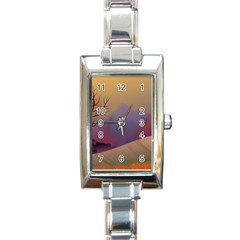 Landscape Illustration Nature Sky Rectangle Italian Charm Watch by Wegoenart