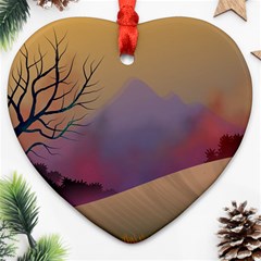 Landscape Illustration Nature Sky Ornament (heart) by Wegoenart