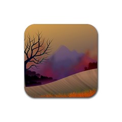 Landscape Illustration Nature Sky Rubber Coaster (square) by Wegoenart