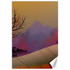 Landscape Illustration Nature Sky Canvas 12  X 18  by Wegoenart