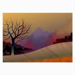 Landscape Illustration Nature Sky Large Glasses Cloth (2 Sides) by Wegoenart