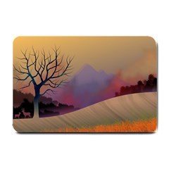 Landscape Illustration Nature Sky Small Doormat by Wegoenart