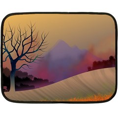 Landscape Illustration Nature Sky Fleece Blanket (mini) by Wegoenart