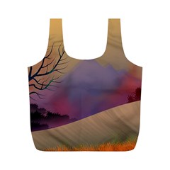 Landscape Illustration Nature Sky Full Print Recycle Bag (m) by Wegoenart