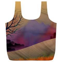 Landscape Illustration Nature Sky Full Print Recycle Bag (xl) by Wegoenart