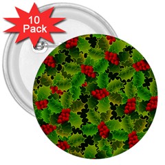 Illustration Christmas Xmas Background 3  Buttons (10 Pack)  by Wegoenart