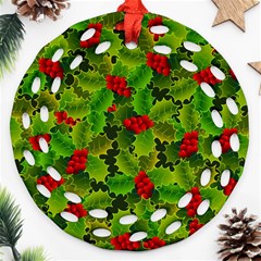 Illustration Christmas Xmas Background Round Filigree Ornament (two Sides) by Wegoenart