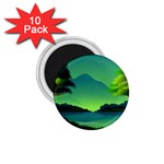 Green Landscape Illustration Nature 1.75  Magnets (10 pack)  Front