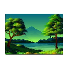 Green Landscape Illustration Nature Sticker A4 (100 Pack)