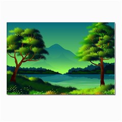 Green Landscape Illustration Nature Postcards 5  X 7  (pkg Of 10) by Wegoenart