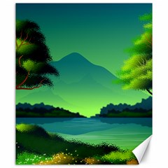 Green Landscape Illustration Nature Canvas 20  X 24  by Wegoenart