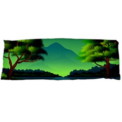 Green Landscape Illustration Nature Body Pillow Case (dakimakura) by Wegoenart