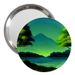 Green Landscape Illustration Nature 3  Handbag Mirrors by Wegoenart