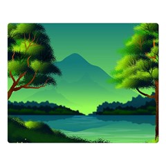 Green Landscape Illustration Nature Double Sided Flano Blanket (large)  by Wegoenart