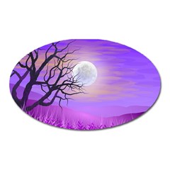 Abstract Nature Landscape Illustration Sky Clouds Oval Magnet by Wegoenart