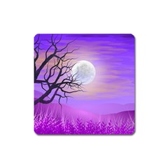 Abstract Nature Landscape Illustration Sky Clouds Square Magnet by Wegoenart