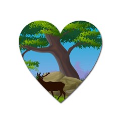 Nature Background Illustration Landscape Heart Magnet by Wegoenart