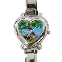 Nature Background Illustration Landscape Heart Italian Charm Watch