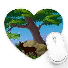 Nature Background Illustration Landscape Heart Mousepad by Wegoenart