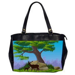 Nature Background Illustration Landscape Oversize Office Handbag (2 Sides) by Wegoenart