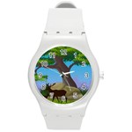 Nature Background Illustration Landscape Round Plastic Sport Watch (M) Front