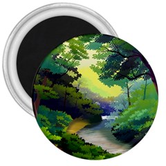 Landscape Illustration Nature Painting 3  Magnets by Wegoenart