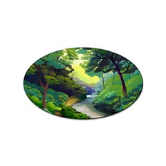 Landscape Illustration Nature Painting Sticker (oval)