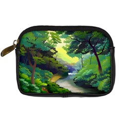 Landscape Illustration Nature Painting Digital Camera Leather Case by Wegoenart