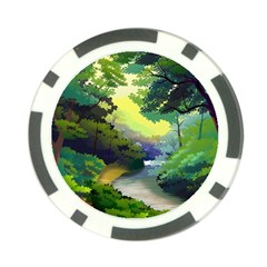 Landscape Illustration Nature Painting Poker Chip Card Guard (10 Pack) by Wegoenart