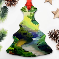 Landscape Illustration Nature Painting Ornament (christmas Tree)  by Wegoenart