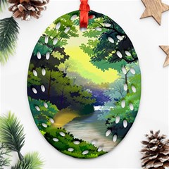 Landscape Illustration Nature Painting Ornament (oval Filigree) by Wegoenart