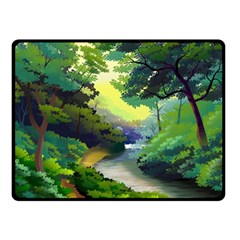 Landscape Illustration Nature Painting Double Sided Fleece Blanket (small)  by Wegoenart