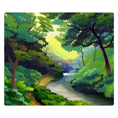 Landscape Illustration Nature Painting Double Sided Flano Blanket (small)  by Wegoenart