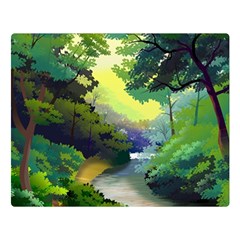 Landscape Illustration Nature Painting Double Sided Flano Blanket (large)  by Wegoenart