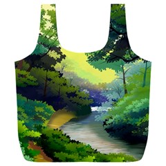 Landscape Illustration Nature Painting Full Print Recycle Bag (xxl) by Wegoenart