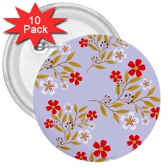 Illustration Pattern Flower Floral 3  Buttons (10 Pack)  by Wegoenart