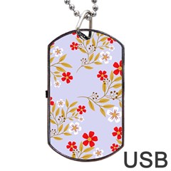 Illustration Pattern Flower Floral Dog Tag Usb Flash (one Side) by Wegoenart