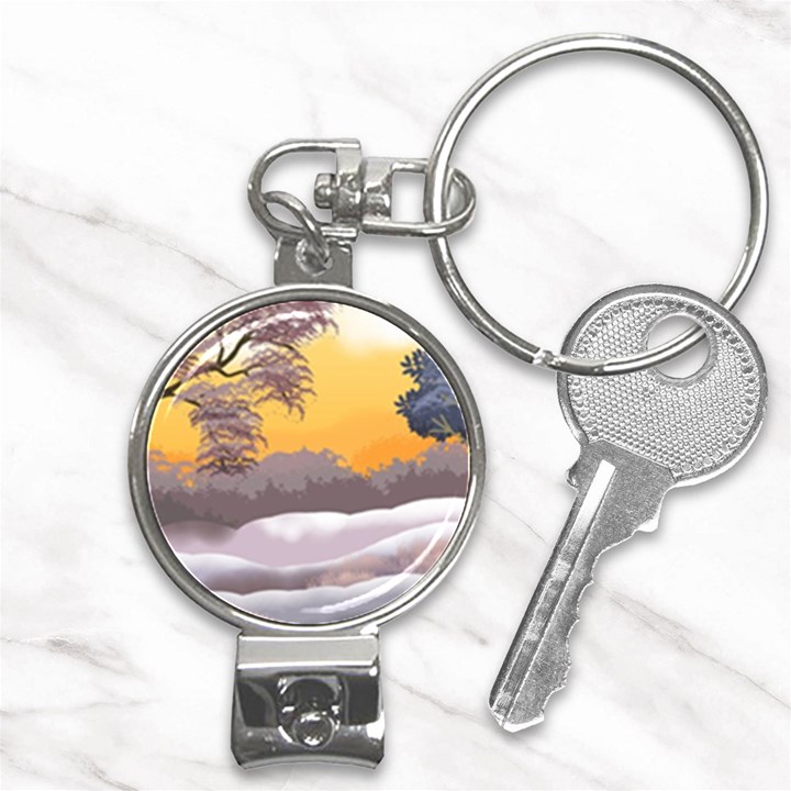 Illustration Background Landscape Nail Clippers Key Chain