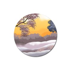 Illustration Background Landscape Magnet 3  (round) by Wegoenart