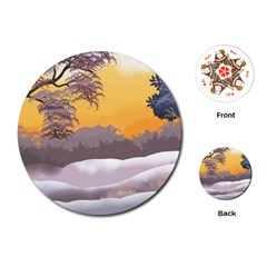 Illustration Background Landscape Playing Cards Single Design (round) by Wegoenart