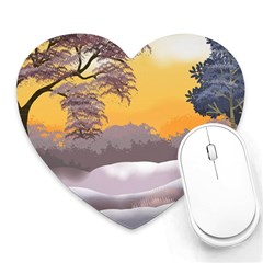 Illustration Background Landscape Heart Mousepad by Wegoenart