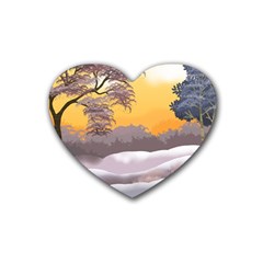 Illustration Background Landscape Rubber Coaster (heart) by Wegoenart