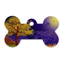 Landscape Illustration Night Light Dog Tag Bone (one Side) by Wegoenart