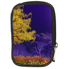 Landscape Illustration Night Light Compact Camera Leather Case by Wegoenart