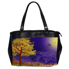 Landscape Illustration Night Light Oversize Office Handbag (2 Sides) by Wegoenart