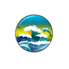 Dolphin Seagull Sea Ocean Wave Blue Water Hat Clip Ball Marker (4 Pack) by Wegoenart