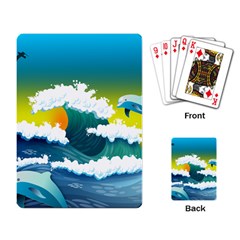 Dolphin Seagull Sea Ocean Wave Blue Water Playing Cards Single Design (rectangle) by Wegoenart