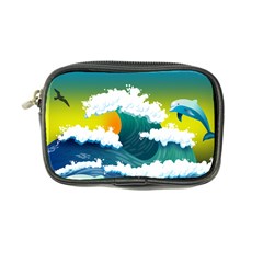 Dolphin Seagull Sea Ocean Wave Blue Water Coin Purse by Wegoenart