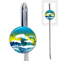 Dolphin Seagull Sea Ocean Wave Blue Water Book Mark by Wegoenart