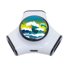 Dolphin Seagull Sea Ocean Wave Blue Water 3-port Usb Hub by Wegoenart